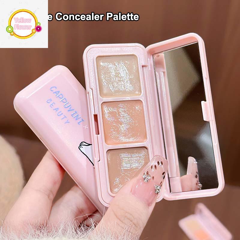 YellowFlower Cappuvini 3 สี Correcting คอนซีลเลอร์ Strip Palette Hydrating Eye Brightening คอนซีลเลอ