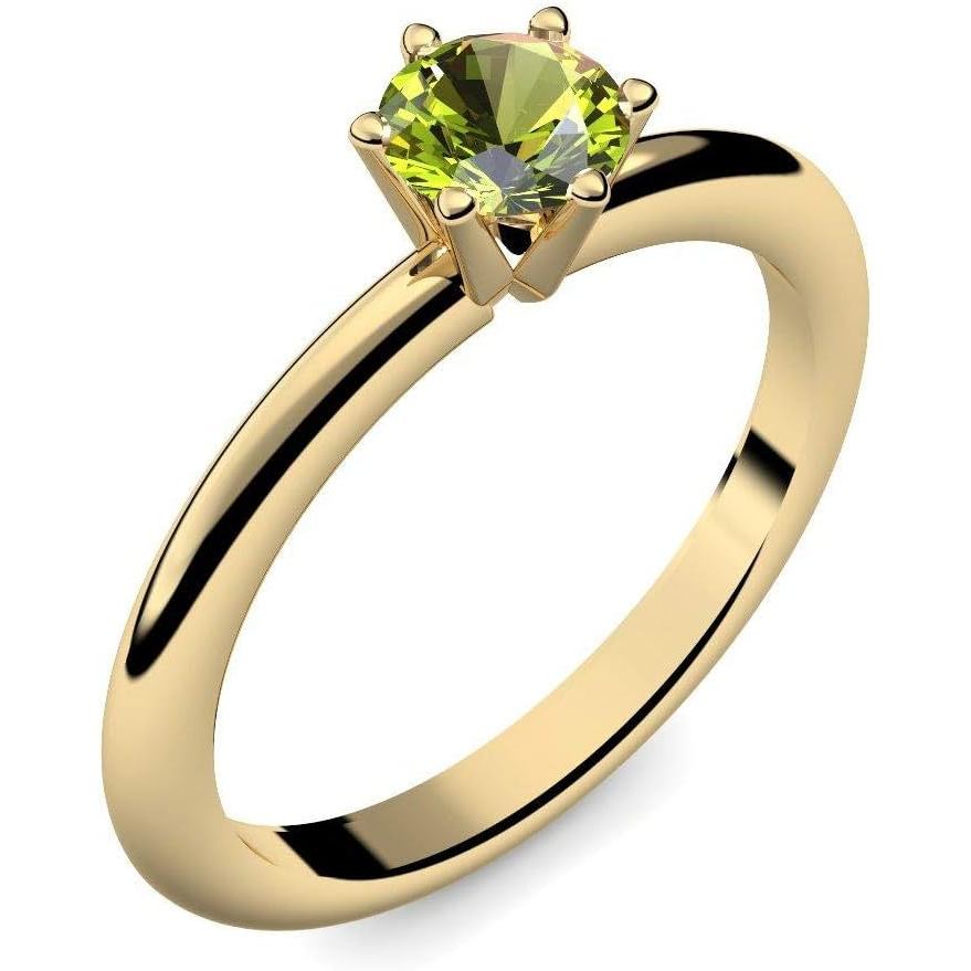 แหวนทองสีเขียว Peridot แหวน 585PEFA+กล่องของขวัญหรูหรา+แหวน Peridot สีเขียวทอง (585 Gold) - เครื่องป