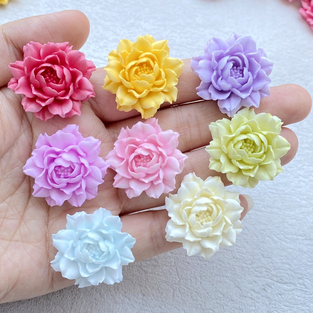 6ชิ้นเรซิ่นอุปกรณ์เสริมกุหลาบแบนกลับทําเองสมุดภาพตกแต่งเครื่องประดับงานฝีมืออุปกรณ์เสริม
