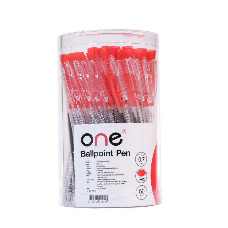 ONE ปากกาลูกลื่น 0.7 มม. รุ่น KP-R50 สีแดง (แพ็ค 50 ด้าม)