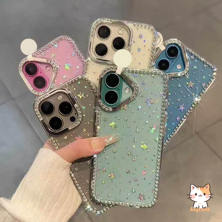 หรูหราเลอค่า กากเพชรและคริสตัลประดับรอบขอบ สำหรับ iPhone