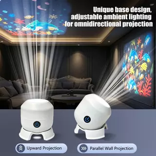 ไฟโปรเจคเตอร์มหาสมุทร LED ไฟกลางคืนขับเคลื่อน USB 360° Ocean-Themed หมุนแบบไดนามิกบรรยากาศโคมไฟสําหรับห้องนั่งเล่นห้องนอนเกมตกแต่ง