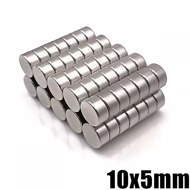 10ชิ้น แม่เหล็กนีโอไดเมียม 10x5mm แม่เหล็กเม็ด แม่เหล็กทรงกลม 10*5mm เหล็กดูด แรงสูง Premium Grade กว้าง10mm x หนา5mm