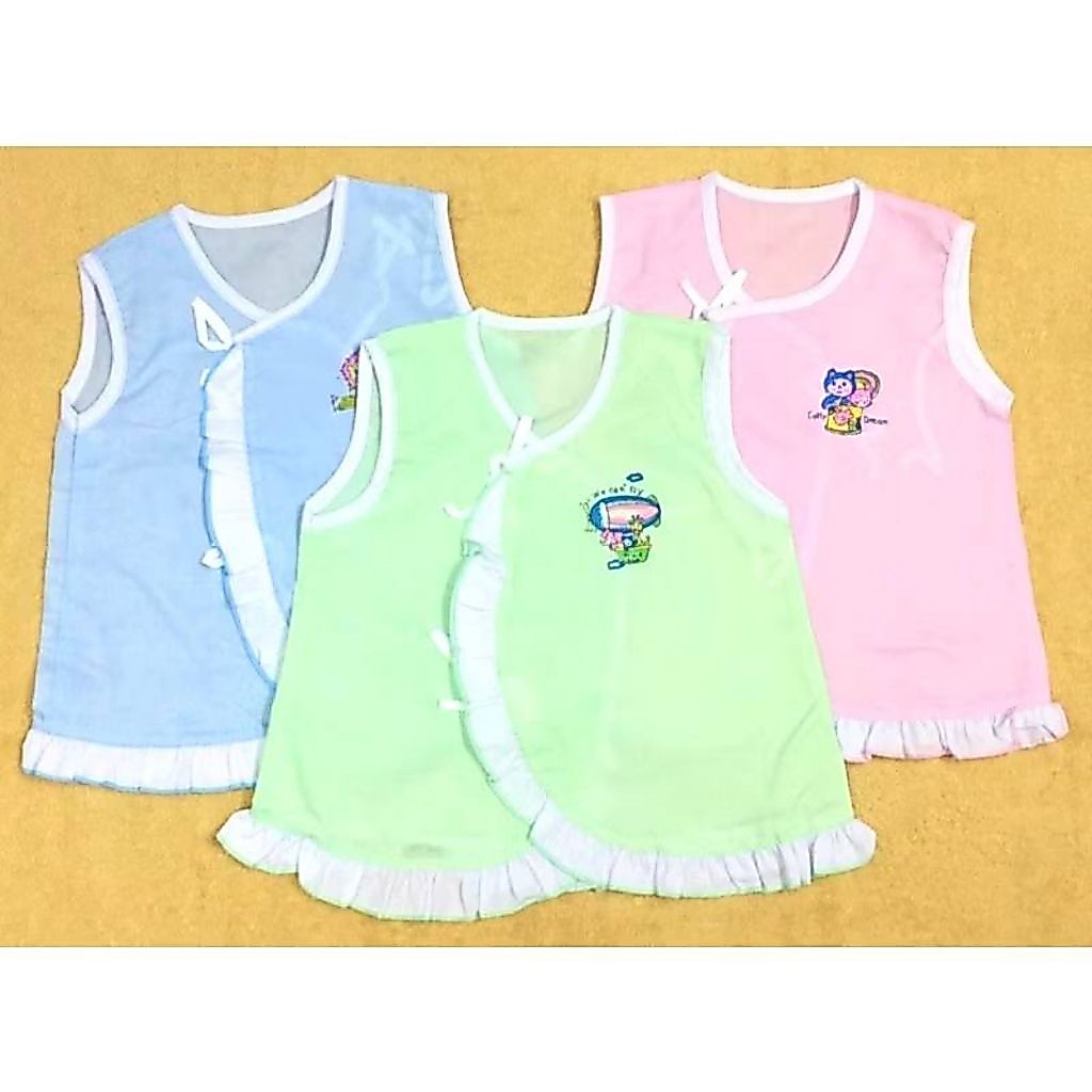 🌺3 ตัว 89 บาท🌺เสื้อผูกหน้าเด็กแขนกุด เย็บขอบระบาย น่ารัก เนื้อผ้าบางใส่สบาย เสื้อเด็กอ่อน เสื้อผูกหน้า🌈🌈