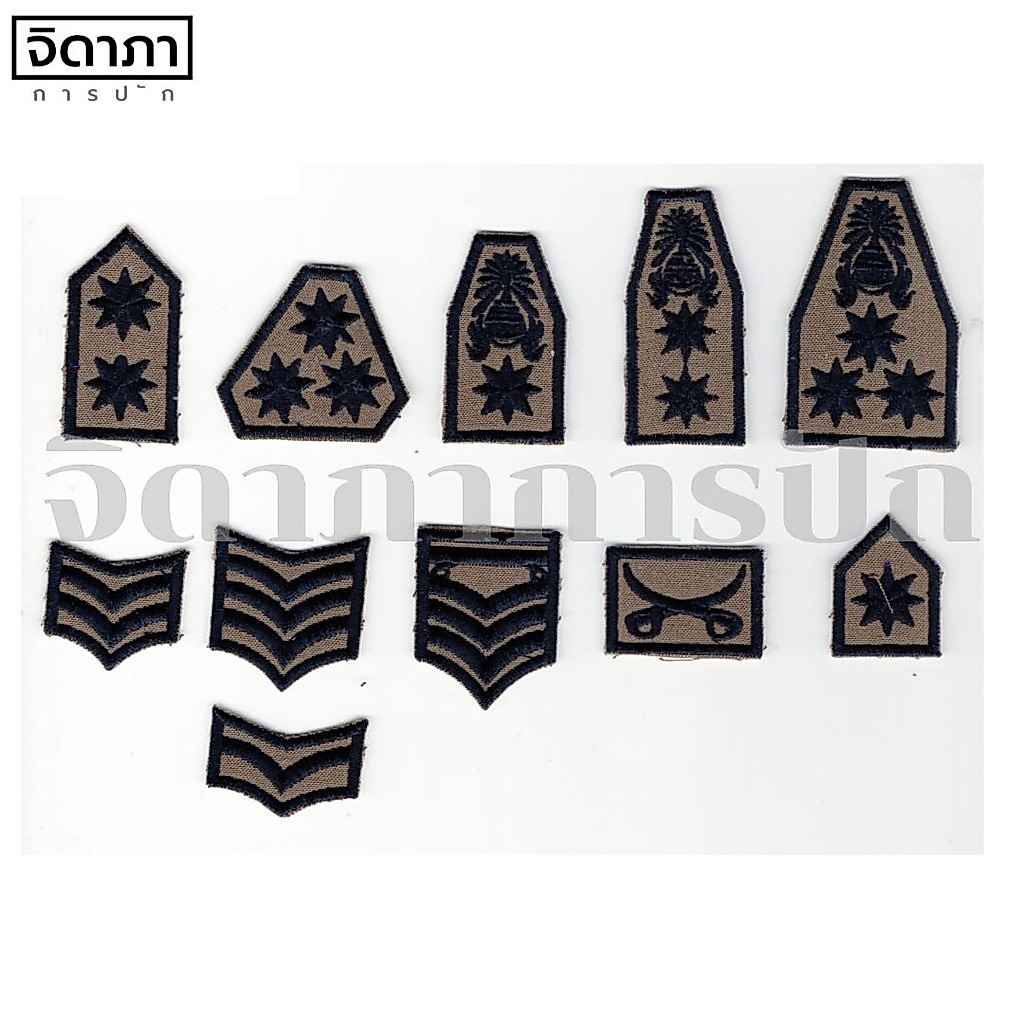 [ASIA5]เครื่องหมายผ้า ยศตำรวจ ผ้า สนว.01 ปักดำ ของสายตรวจใหม่