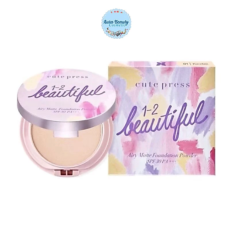 Cute Press 1-2-Beautiful Airy Matte Foundation Powder SPF30 PA+++ 5/13กรัม แป้งพัฟ คิ้วเพรส