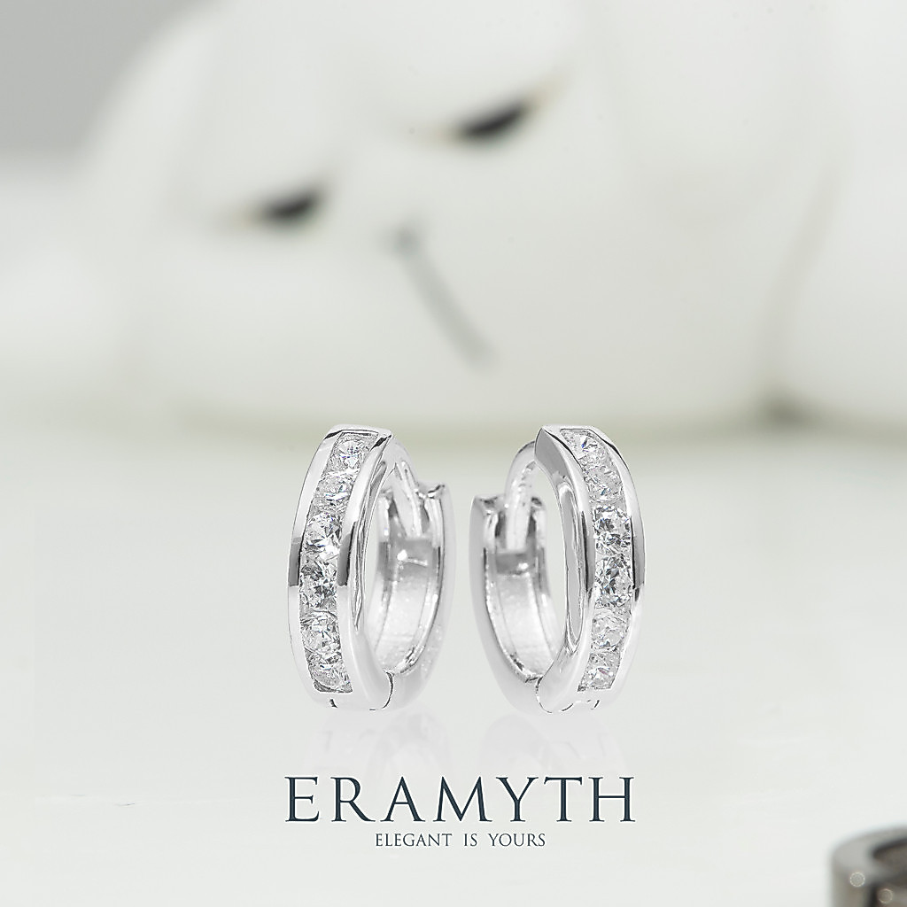 Eramyth : ต่างหูห่วง เงินแท้92.5 ขนาด11mm เพชรCZ รวม สีทองคำขาว,สีโรสโกล์,สีทอง,สีแบล็ค SH-0228 (พร้อมส่ง,มีหน้าร้านค่ะ