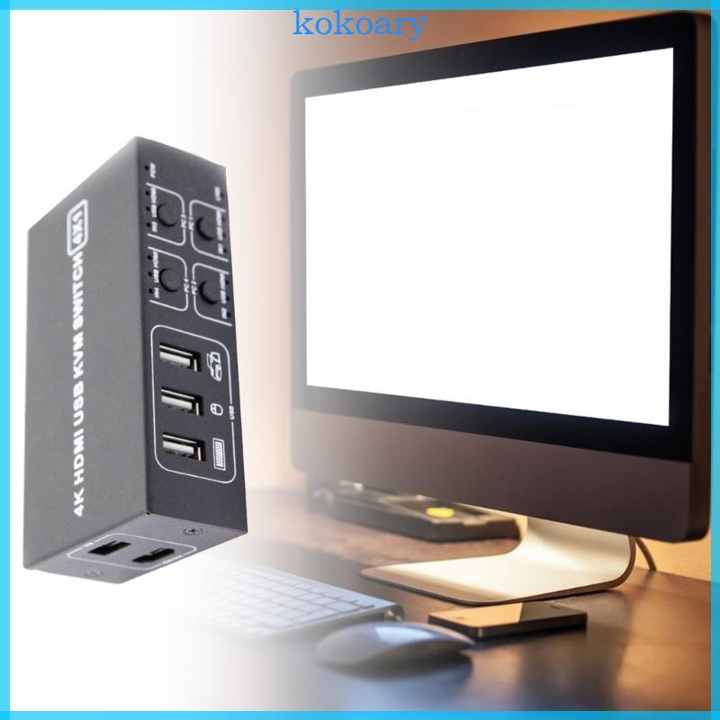 KOK Switches KVM แล็ปท็อปที่ใช้ร่วมกัน 4 พอร์ต Converter 4 IN 1 Out Conveter