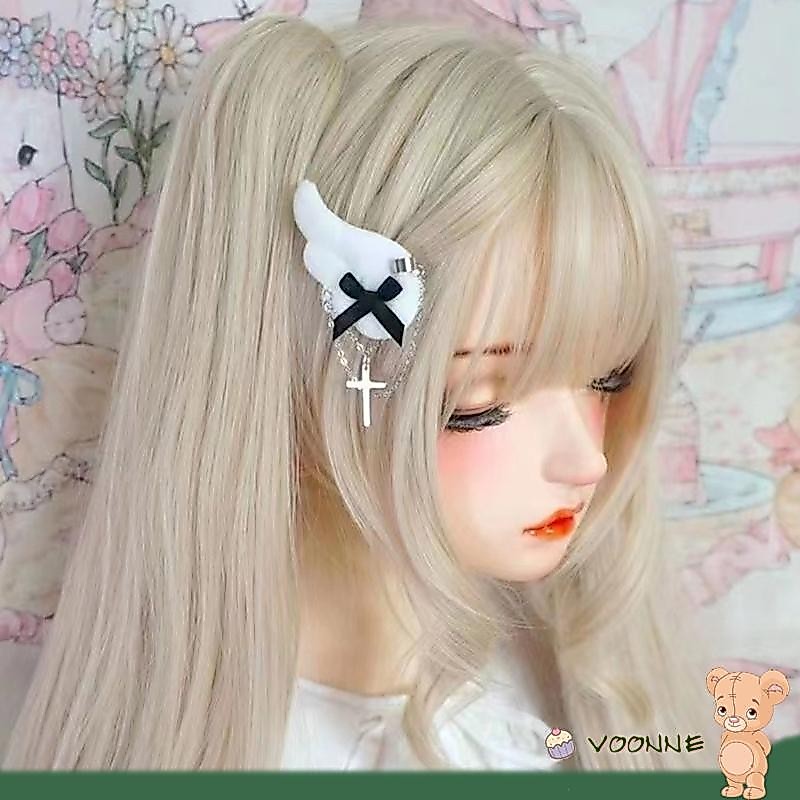 Voonne กิ๊บติดผม รูปปีกนางฟ้า ประดับโบว์ สไตล์พังก์ สําหรับเด็กผู้หญิง Y2K