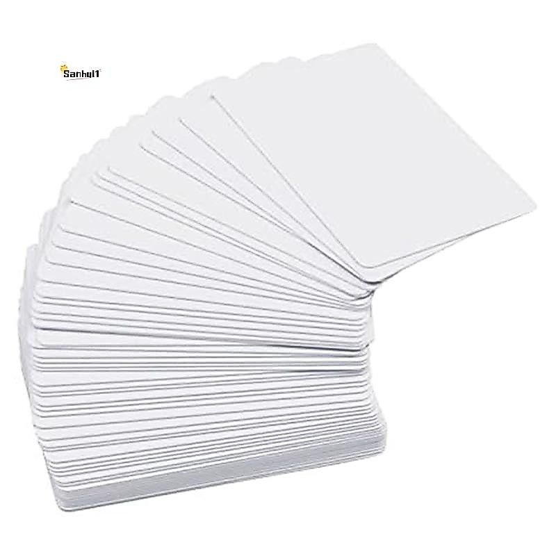 การ์ด PVC เปล่าพรีเมี่ยม, CR80 30Mil การ์ดพลาสติกสีขาวคุณภาพกราฟิกสําหรับเครื่องพิมพ์ตรา ID รูป