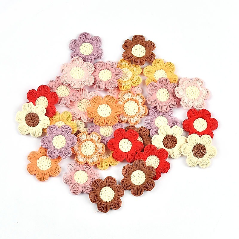 20pcs 31mm ใหม่ 8 สีดอกไม้แพทช์เสื้อผ้าเย็บปักถักร้อยตกแต่งอุปกรณ์เย็บผ้า DIY Hairpin Appliques Handmade หัตถกรรม CP4047