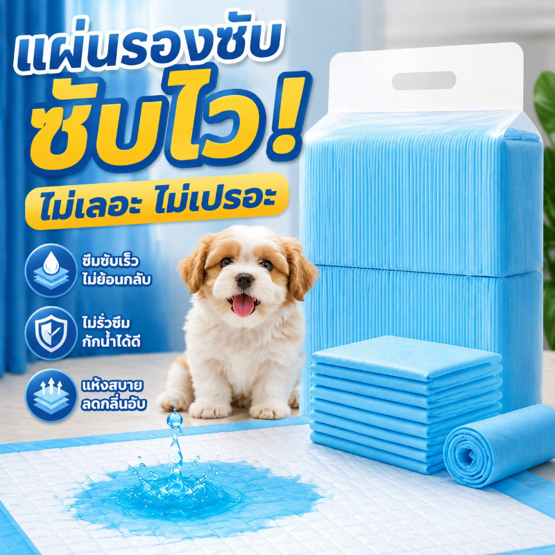 AimayaPet แผ่นรองฉี่สุนัข แผ่นรองฉี่แมว ถ่านหินคาร์บอน ดูดกลิ่นดี ระงับกลิ่น S-XL 100pcs