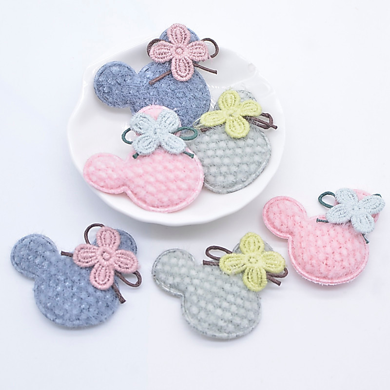 10 ชิ้น 42*35 มิลลิเมตรตุ๊กตาหัวเมาส์ Applique สําหรับ DIY เสื้อผ้าหมวกถุงมือกางเกงขายาวถุงเท้าเย็บแพทช์ตกแต่ง Headwear อุปกรณ์เสริม