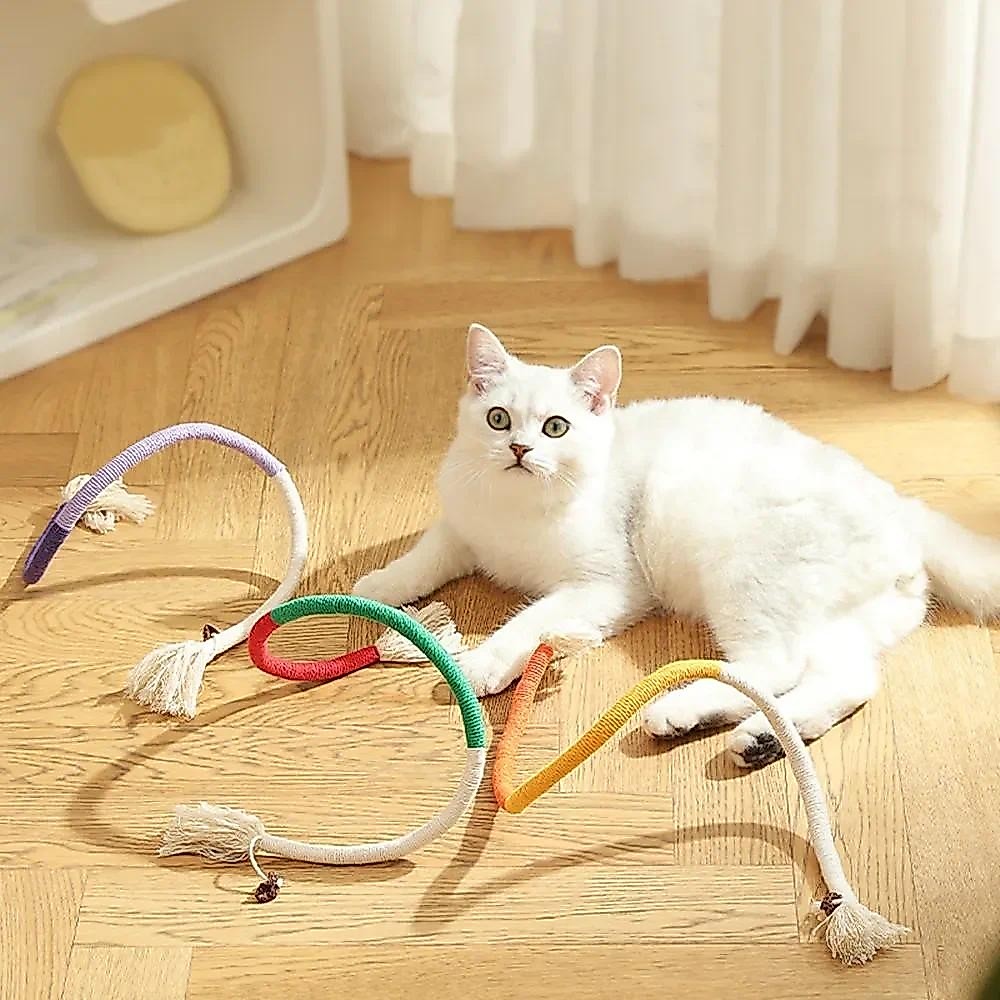 ของเล่นแมว Interactive Molar เชือกฝ้าย Silvervine Cat Teaser ทําความสะอาดปากลูกแมว อุปกรณ์เสริมสัตว์เลี้ยง