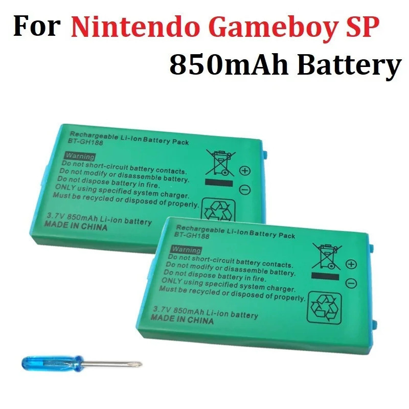 แบตเตอรี่ลิเธียม 850mAh แบบชาร์จไฟได้ 3.7v สําหรับ Nintendo GBASP GameBoy Advance GBA SP