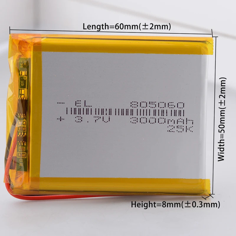 SH1.0mm 2Pin 805060 แบตเตอรี่ลิเธียมไอออนแบบชาร์จไฟได้ 3.7V 3000mAh 305060 405060 505060 705060 6050