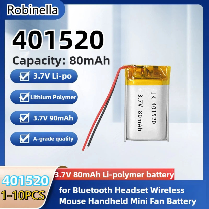 3.7V 90mAh 401520 แบตเตอรี่ลิเธียมโพลิเมอร์ 041520 401519 401420 สําหรับชุดหูฟังบลูทูธเมาส์ไร้สายมือ
