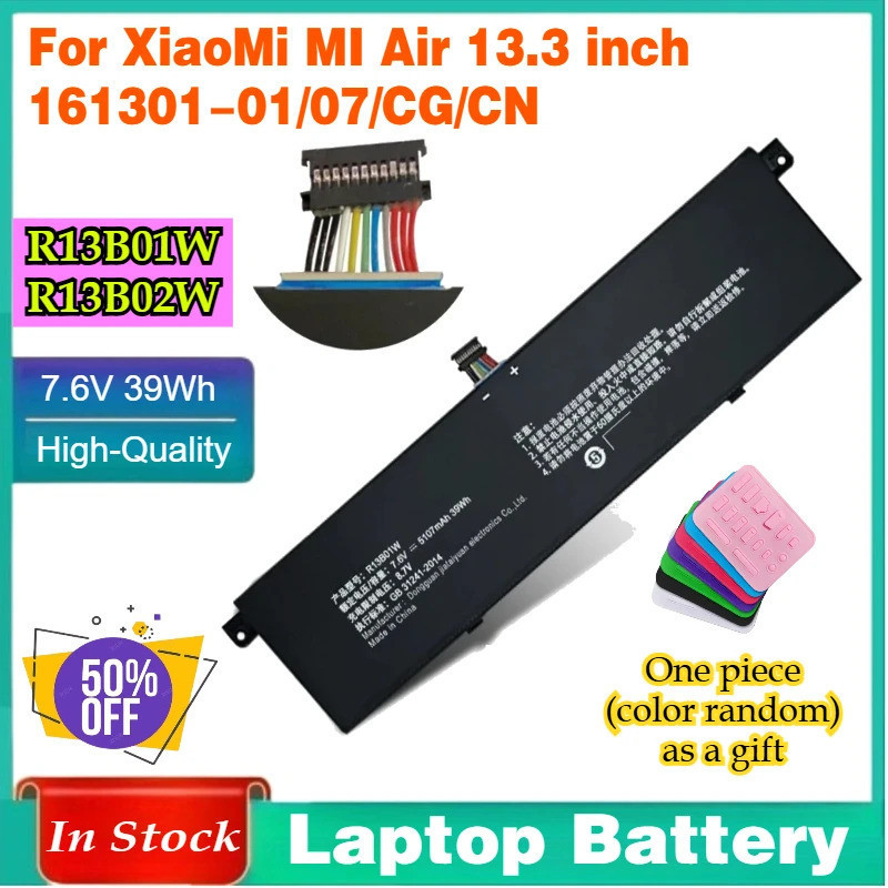 ในสต็อก R13B01W 7.6V 39Wh แบตเตอรี่แล็ปท็อปสําหรับ XiaoMi MI Air 13.3 นิ้ว 161301 TM1613 1604 1703 ใ