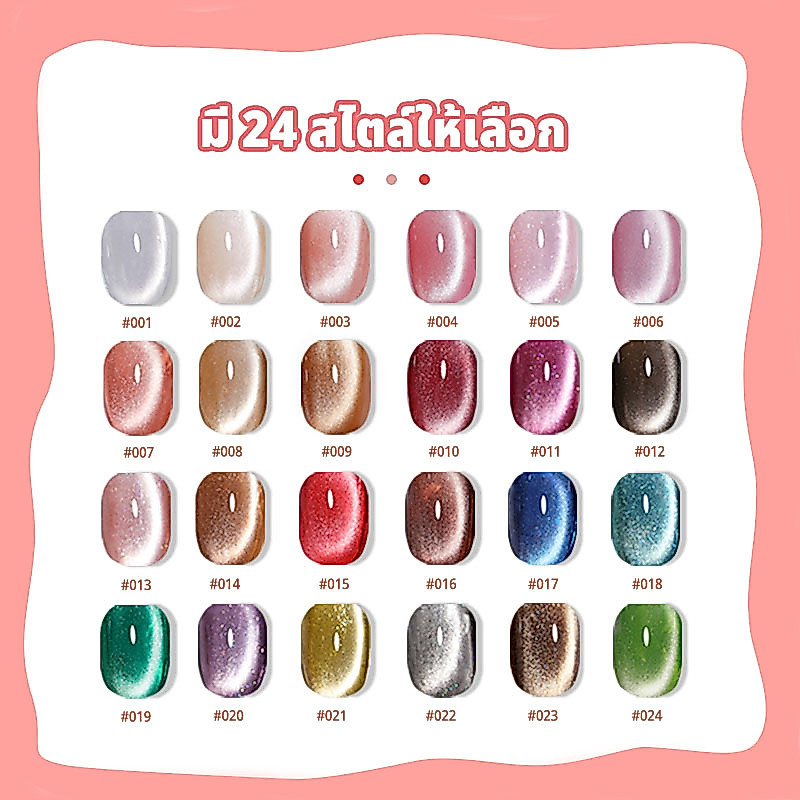 Nawoelite สีทาเล็บเจล ขายดี สีลูกแก้ว เจลทาเล็บสีลูกแก้ว 24 สี สีแคทย์วูว์ สีรีทรู ต้องใช้ไฟ LED/UV เงาแวววาวเหมือนแก้ว