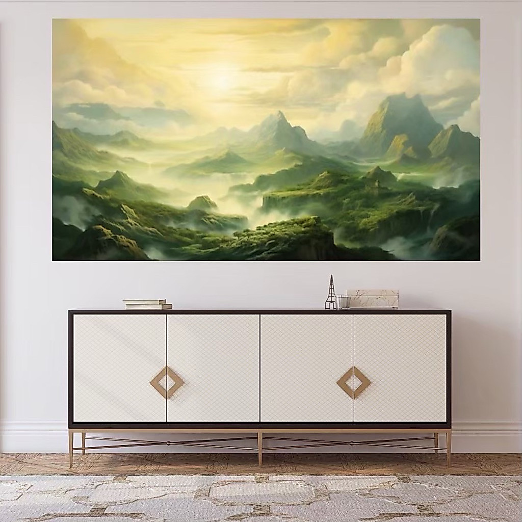 Mountain - ภาพวิวภูเขา ฮวงจุ้ย ภาพแขวนผนัง ภาพพิมพ์แคนวาส พร้อมกรอบลอย