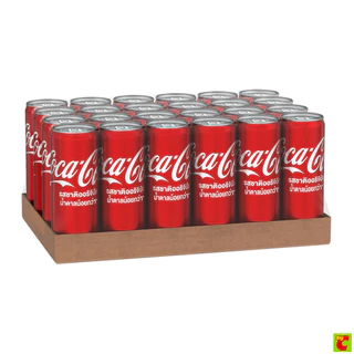 โค้ก น้ำอัดลม รสออริจินัล แบบกระป๋อง 325 มล. x 24 ชิ้น