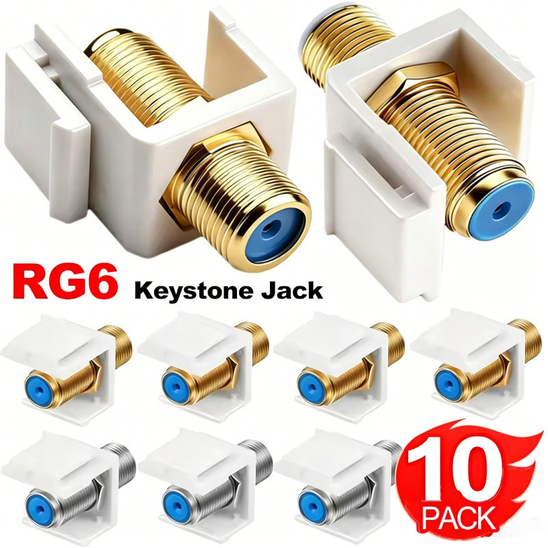 2-10 ชิ้นReusable Coax Keystoneแจ็คแทรก - 3GHz Low Signal Loss Gold Plated - F-Type Coupler Fit Standard Wall Plate Patch