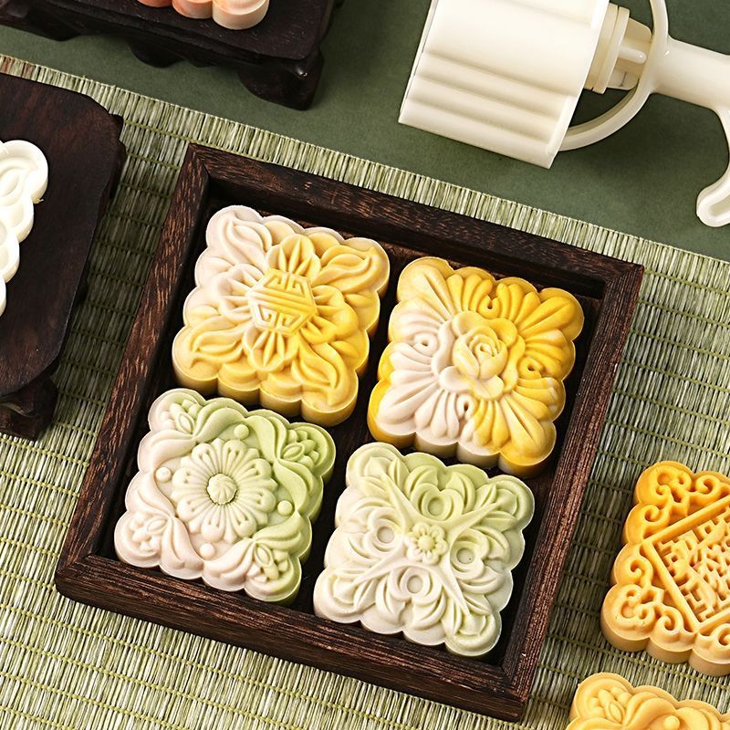 Retro ดอกไม้ Mooncake แม่พิมพ์สไตล์ใหม่ 2024 สไตล์แห่งชาติอินเทรนด์ 75g Hand-Press Mung Bean Pastry 