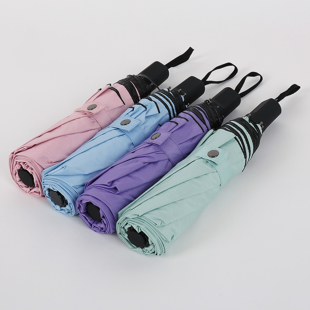 Qitong Simple ผู้ชายผู้หญิงร่มยางสีดําพับร่มกันแดดร่มกันแดดร่มกันแดดโฆษณา Busi