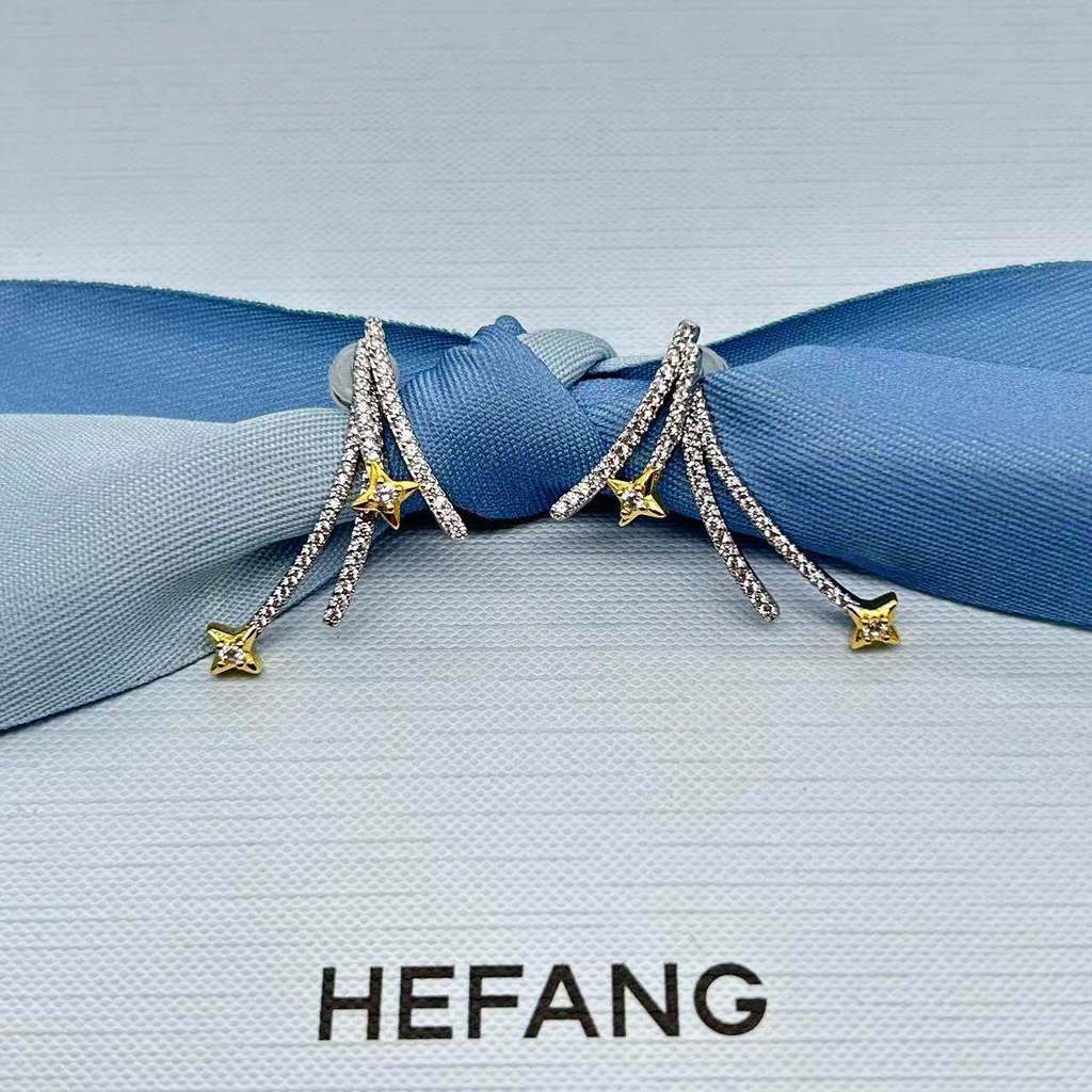 [พร้อมกล่อง] HEFANG HEFANG Liu Yifei Huang Yimei Rose Story Fairy Stick ต่างหู