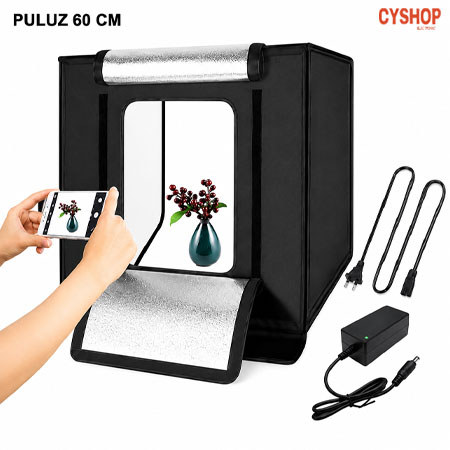 PULUZ กล่องไฟถ่ายภาพสตูดิโอถ่ายภาพ 60CM กล่องถ่ายรูปสินค้า พร้อมไฟ LED ปรับไฟได้.Studio Box Led 60*60cm