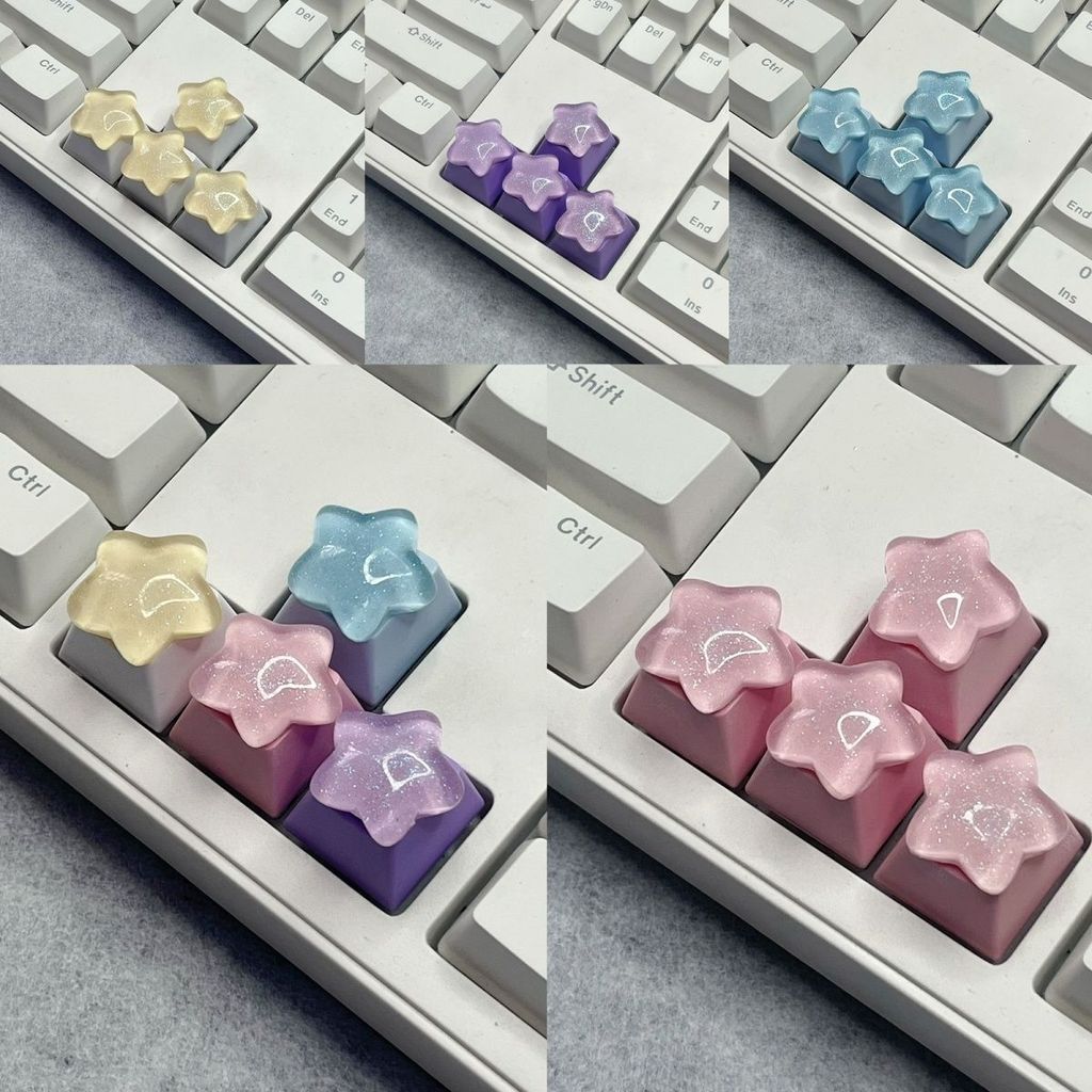 4ชิ้นดาวสีชมพูสีเหลืองโปร่งใสดาวร4ความสูงสามมิติตําแหน่งทิศทางที่สําคัญแป้นพิมพ์เครื่องกลคีย์พิเศษ