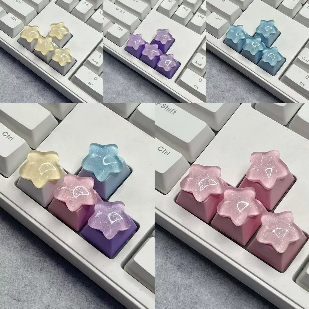 4ชิ้นดาวสีชมพูสีเหลืองโปร่งใสดาวร4ความสูงสามมิติตําแหน่งทิศทางที่สําคัญแป้นพิมพ์เครื่องกลคีย์พิเศษ