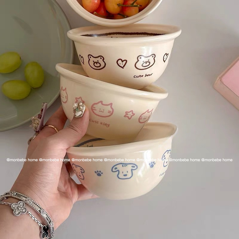 ชามเซรามิก ชามน่ารัก  insเกาหลี มี 3 สี ชามสลัดผลไม้ ชามขนมหวาน พร้อมส่ง