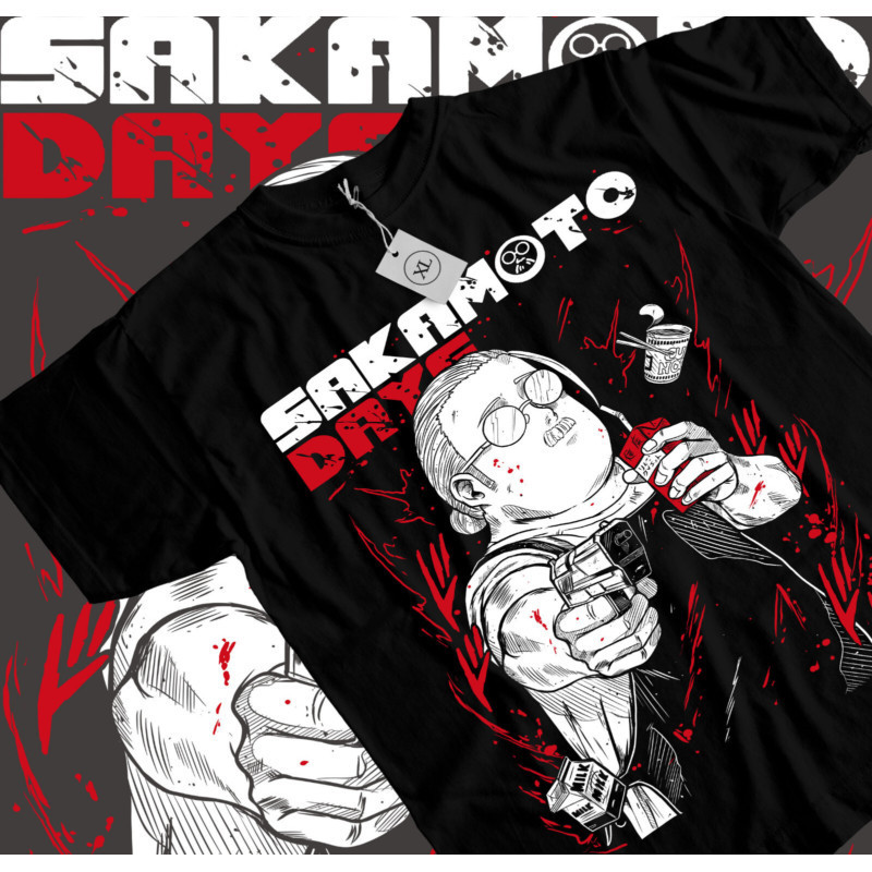 Sakamoto Days Taro Sakamoto อะนิเมะเสื้อยืด Nagumo Sakamoto Days เสื้อ Kapas leher bulat
