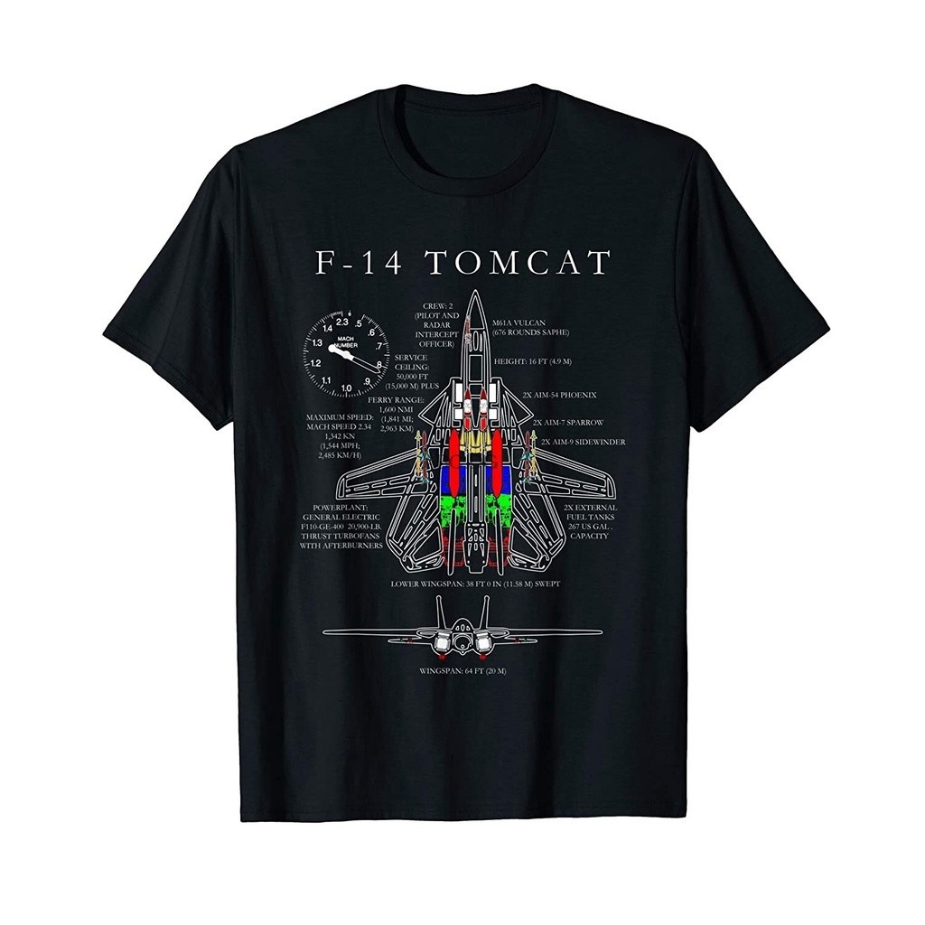 เสื้อ F-14 Tomcat สีดำ ทำจากฝ้ายบริสุทธิ์