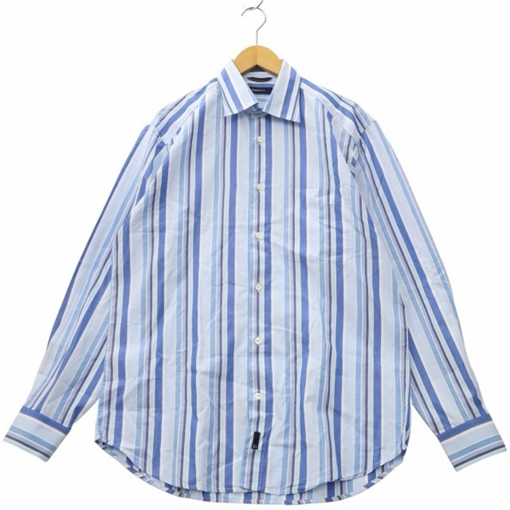 Zegna Sport Shirt cotton stripe blue Long sleeves Direct from Japan Secondhand