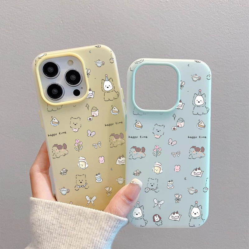 Macaron Candy สี Matte สําหรับ Samsung Galaxy S25 S24 S23 Ultra S22 Plus S21 FE น่ารักการ์ตูนเค้กสุนัข