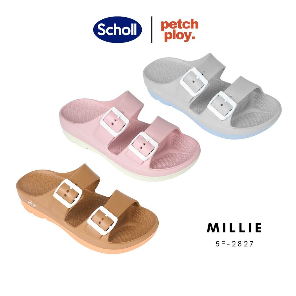 รุ่นใหม่!! Scholl รุ่น Millie มิลลี่ 5F-2827 รองเท้าสกอลล์ของแท้ รองเท้าสุขภาพ สวมใส่สบายและทนทาน