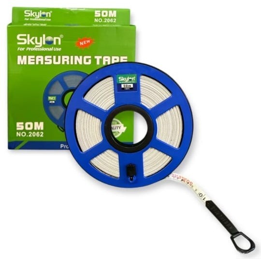 ROUND SKYLON Pita Pengukur Fiber Glass SKYLON Nylon 30M (100 ฟุต) 50M (165ft) Dengan Lapisan PVC