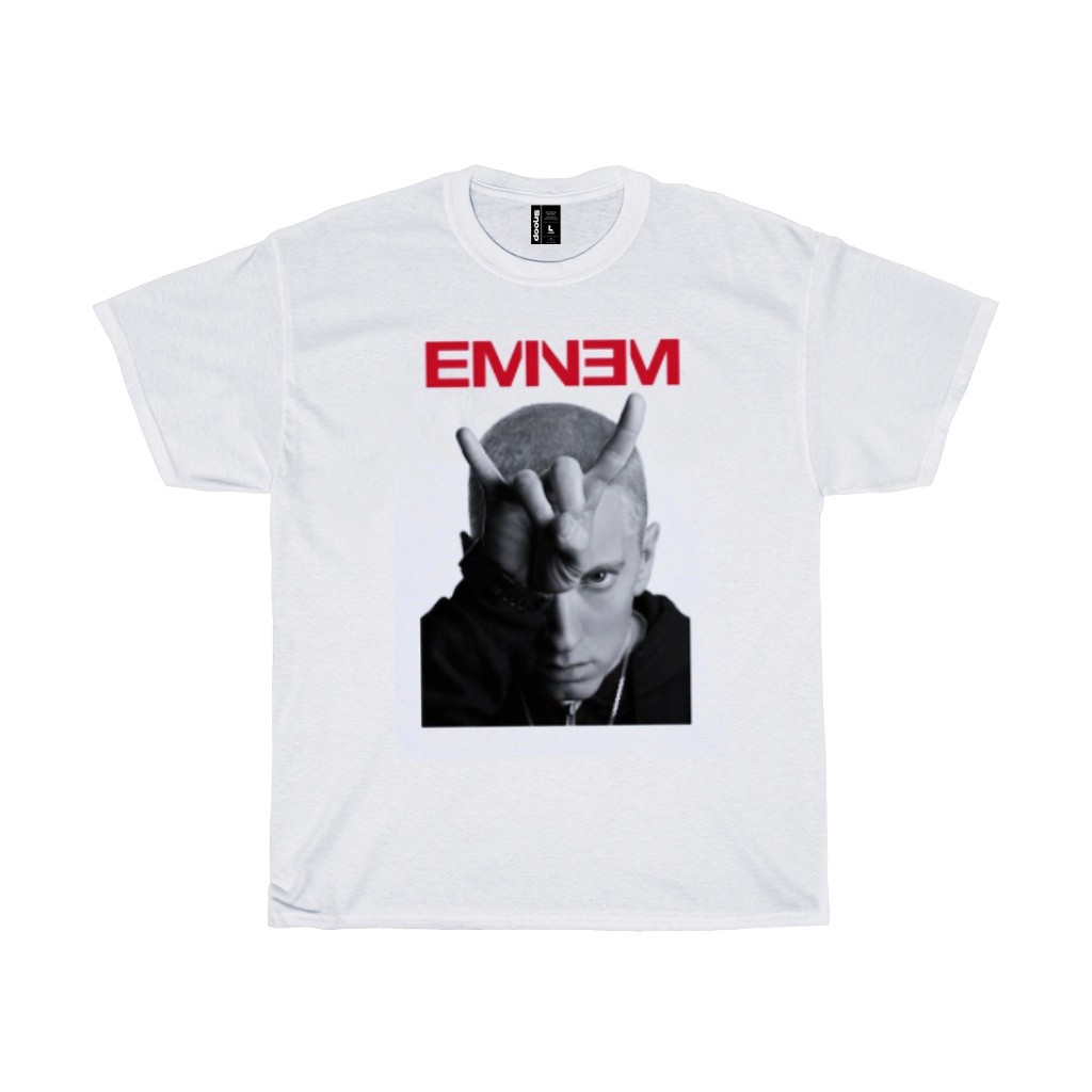 Eminem T shirt Horns Regular Fit พิมพ์บนวัสดุผ้าฝ้าย