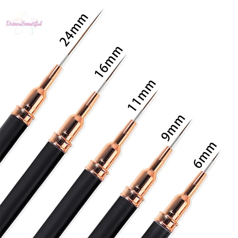 <DBFl-t> 5 ชิ้น/เซ็ต Nail Art Liner แปรงสําหรับ Striping ภาพวาดออกแบบ,เจล Liner Nail Art แปรงสําหรับเล็บ 7/9/11/15/20 มม.ใหม่
