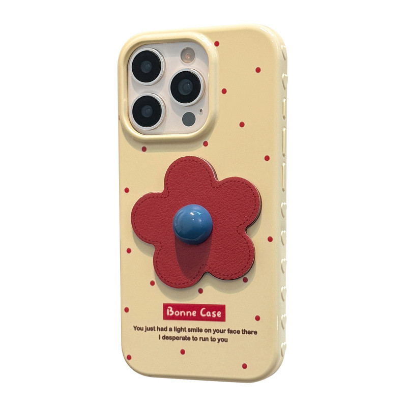 3D Deep Blue Bean ดอกไม้สีแดงสีเหลือง Soft Case สําหรับ iPhone 12 13 14 15 16 Pro Max ปลอก Anti fall ฝาครอบป้องกันสําหรับ iPhone16 กรณี