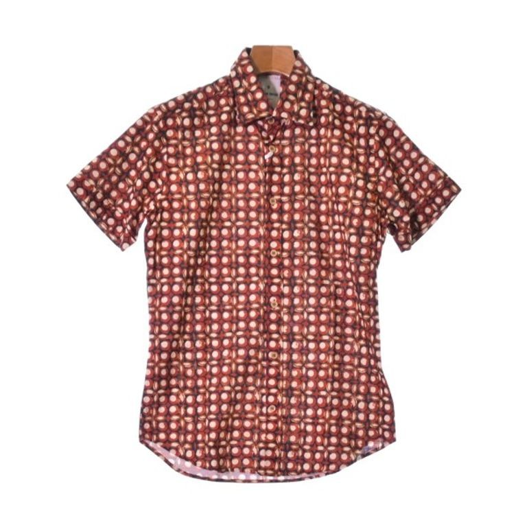 OSVALDO TRUCCHI Shirt black red overall pattern brown Direct from Japan Secondhand