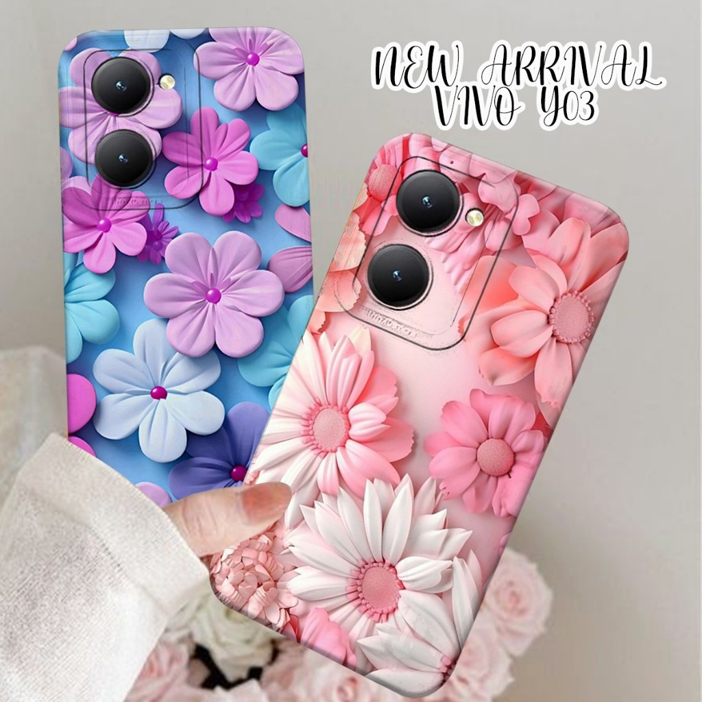 HP Vivo Y03 2024 Softcase - Beautiful Floral Motif - Flower Case - Trend Case - Last Case - Trend Ca