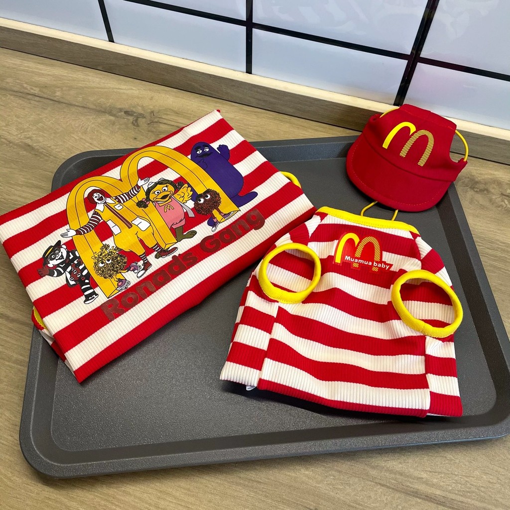 Pawsfun Pet McDonalds Dress Up เสื้อกั๊กระบายอากาศสะดวก Cat Funny Transformation Dress ชุดหมวก