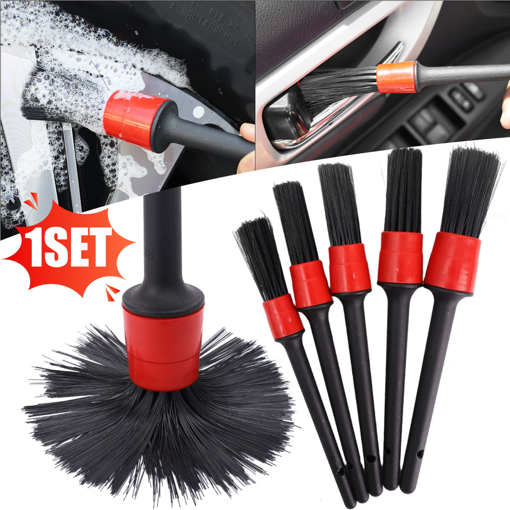 ชุดแปรงทําความสะอาดรถขนนุ่ม-ชุดรายละเอียดขนาดเล็กสําหรับรถยนต์/บ้าน/สํานักงาน,ทนทาน หน้า + แปรงไนลอนพร้อมที่จับตามหลักสรีรศาสตร์,เครื่องมือทําความสะอาดปลอดภ