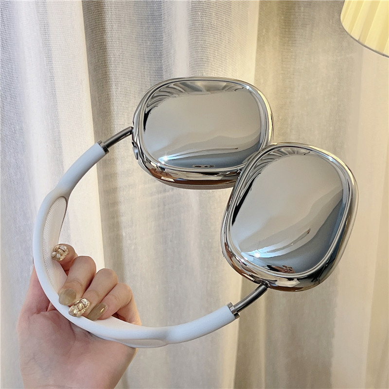 Electroplated Silver AirPods Max2 เคสป้องกัน Apple Bluetooth ฝาครอบหูฟังแบบครอบหู