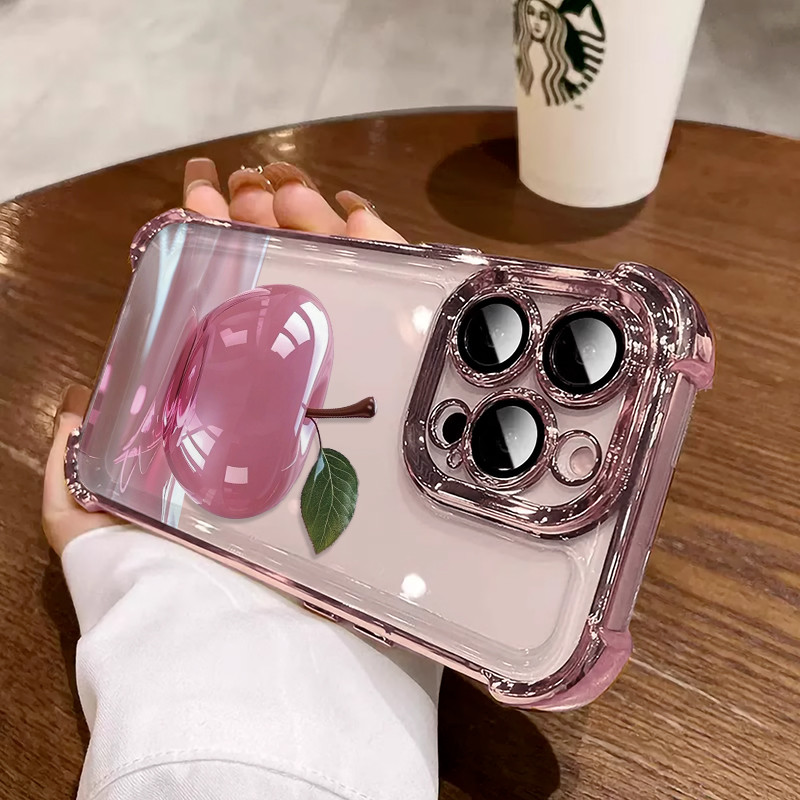 3 In1 สีชมพู Apple สําหรับ Xiaomi poco C71 C75 X7 X3 F3 เคสโทรศัพท์ Soft Anti fall กรณี