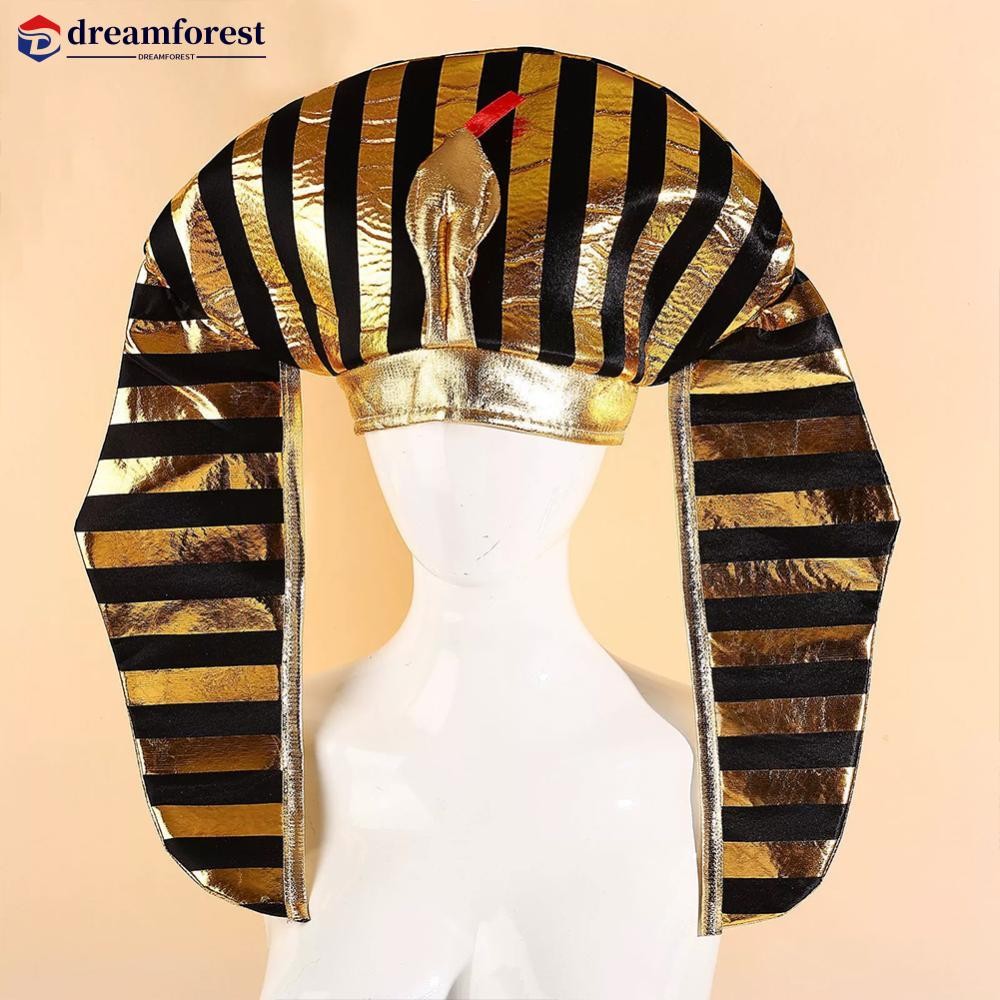 DFS  ฮาโลวีนโกลเด้นฟาโรห์หมวกงูหัวหมวกเครื่องแต่งกาย Props หน้ากากคอสเพลย์ Prop