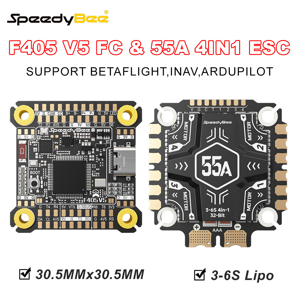 SpeedyBee F405 V5 Stack F405 V5 FC 32BIT 55A 4in1 ESC 3-6S LiPo 30.5x30.5 มม.16MB ICM42688P Gyro สํา